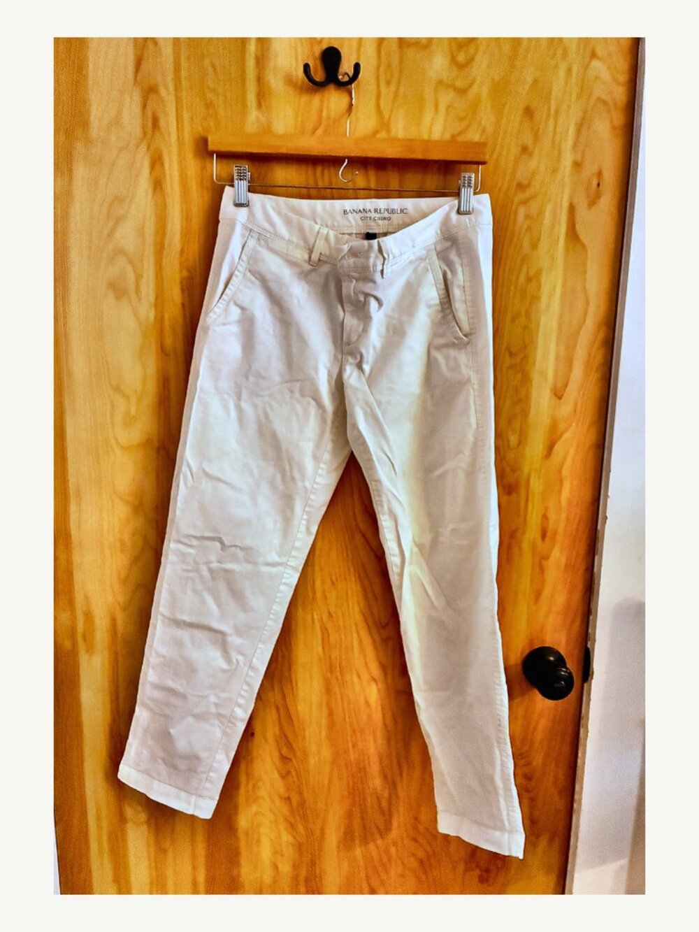 Banana Republic City Chino White Stretch Pants Petite 4P